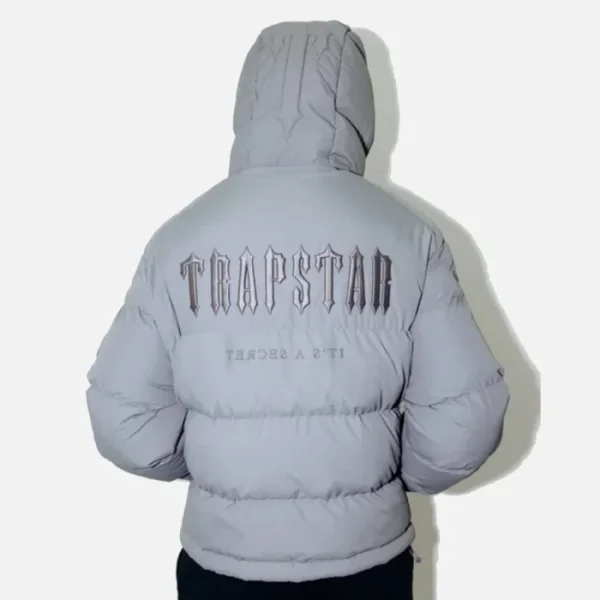 Trapstar Decoded Hooded Quilted Jacket Gray - Image 3