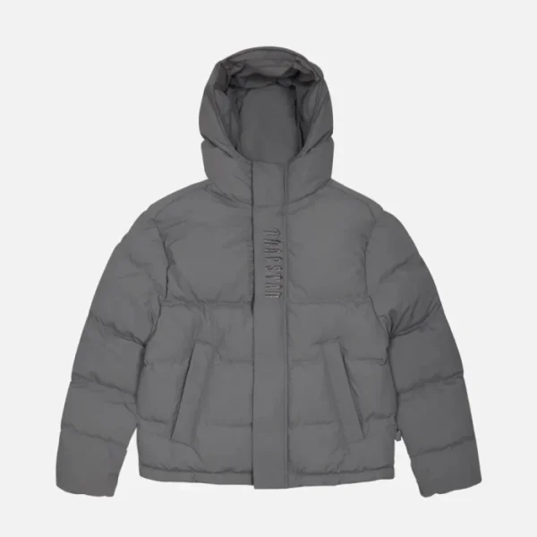 Trapstar Decoded Hooded Quilted Jacket Gray - Image 2