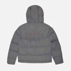 Trapstar Decoded Hooded Quilted Jacket Gray | Fast & Free Shipping
