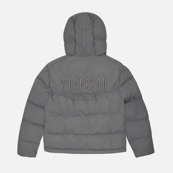 Trapstar Decoded Hooded Quilted Jacket Gray | Fast & Free Shipping